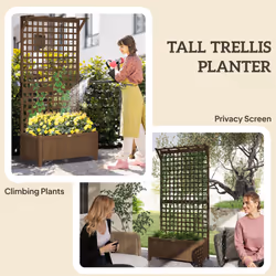 Outsunny Wood Planter with Trellis for Climbing Plants Vines Planter Box Brown - Additional view 4