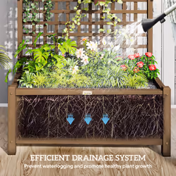 Outsunny Wood Planter with Trellis for Climbing Plants Vines Planter Box Brown - Additional view 6
