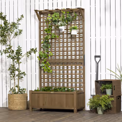 Outsunny Wood Planter with Trellis for Climbing Plants Vines Planter Box Brown - Additional view 8