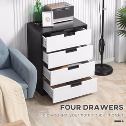 HOMCOM Chest of Drawers, 4 Drawer Storage Cabinet Unit Bedroom Living Room