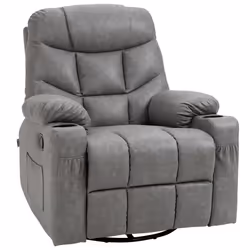 HOMCOM Manual Recliner Chair Footrest, Cup Holder, Side Pocket, Grey