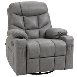 HOMCOM Manual Recliner Chair Footrest, Cup Holder, Side Pocket, Grey