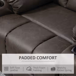 HOMCOM Manual Recliner Chair Footrest, Cup Holder, Side Pocket, Brown - Additional view 4