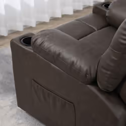 HOMCOM Manual Recliner Chair Footrest, Cup Holder, Side Pocket, Brown - Additional view 8