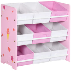 ZONEKIZ Storage Unit W/9 Removable Storage Baskets for Nursery Playroom, Pink