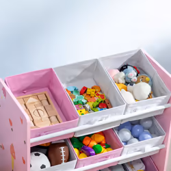 ZONEKIZ Storage Unit W/9 Removable Storage Baskets for Nursery Playroom, Pink - Additional view 4