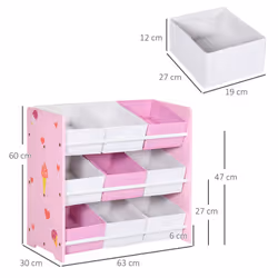 ZONEKIZ Storage Unit W/9 Removable Storage Baskets for Nursery Playroom, Pink - Additional view 5
