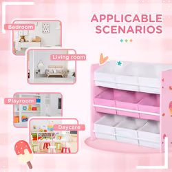 ZONEKIZ Storage Unit W/9 Removable Storage Baskets for Nursery Playroom, Pink - Additional view 7
