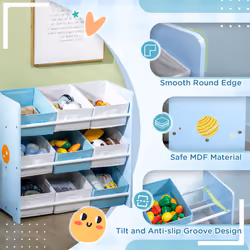 ZONEKIZ Storage Unit W/9 Removable Storage Baskets for Nursery Playroom, Blue