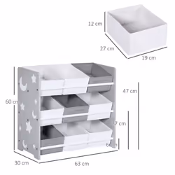 ZONEKIZ Storage Unit w/ 9 Removable Storage Baskets for Nursery Playroom - Grey - Additional view 4