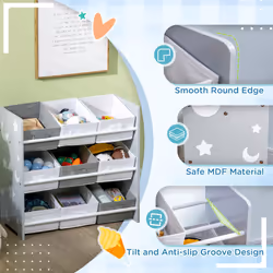 ZONEKIZ Storage Unit w/ 9 Removable Storage Baskets for Nursery Playroom - Grey - Additional view 5