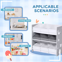 ZONEKIZ Storage Unit w/ 9 Removable Storage Baskets for Nursery Playroom - Grey - Additional view 7