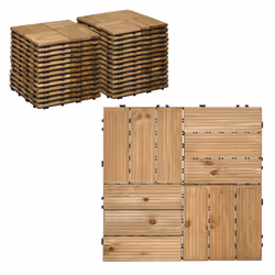Outsunny 27 Pcs Wooden Decking Tiles, 30x30cm Decking Boards, 2.5