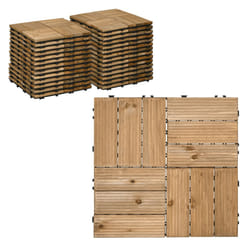 Outsunny 27 Pcs Wooden Decking Tiles, 30x30cm Decking Boards, 2.5