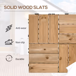 Outsunny 27 Pcs Wooden Decking Tiles, 30x30cm Decking Boards, 2.5