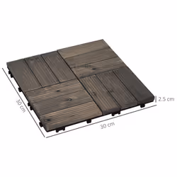 Outsunny 27 Pcs Wooden Decking Tiles, 30x30cm Decking Boards, 2.5, Grey