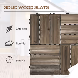 Outsunny 27 Pcs Wooden Decking Tiles, 30x30cm Decking Boards, 2.5, Grey