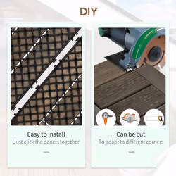 Outsunny 27 Pcs Wooden Interlocking Decking Tiles, 30 x 30 cm per piece, Grey - Additional view 4