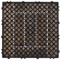 Outsunny 27 Pcs Wooden Interlocking Decking Tiles, 30 x 30 cm per piece, Grey - Additional view 6