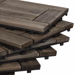 Outsunny 27 Pcs Wooden Interlocking Decking Tiles, 30 x 30 cm per piece, Grey - Additional view 7