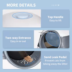 PawHut Foldable Cat Litter Tray Hooded Cat Litter Box w/ High Side, White