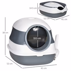PawHut Foldable Cat Litter Tray Hooded Cat Litter Box w/ High Side, White - Additional view 5