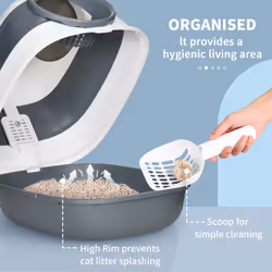 PawHut Foldable Cat Litter Tray Hooded Cat Litter Box w/ High Side, White - Additional view 7