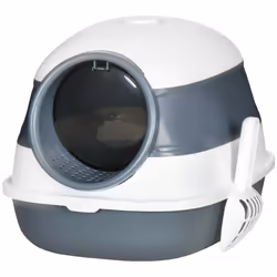 PawHut Foldable Cat Litter Tray Hooded Cat Litter Box w/ High Side, White - Additional view 8
