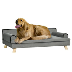 PawHut Dog Sofa w/ Legs, Water-Resistant Fabric for Large, Medium Dogs - Grey