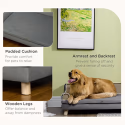 PawHut Dog Sofa w/ Legs, Water-Resistant Fabric for Large, Medium Dogs - Grey - Additional view 5