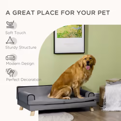 PawHut Dog Sofa w/ Legs, Water-Resistant Fabric for Large, Medium Dogs - Grey - Additional view 6