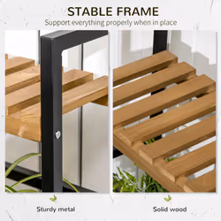 Outsunny 3 Tiered Plant Stand Rack with Hanging Hooks for Indoor Outdoor - Additional view 5