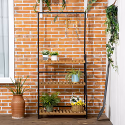 Outsunny 3 Tiered Plant Stand Rack with Hanging Hooks for Indoor Outdoor - Additional view 6