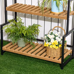 Outsunny 3 Tiered Plant Stand Rack with Hanging Hooks for Indoor Outdoor - Additional view 7
