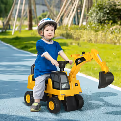 HOMCOM CAT Licensed Kids Construction Ride-On Digger w/ Shovel, for 1-3 Years