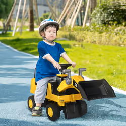 HOMCOM CAT Licensed Kids Construction Ride-On w/ Manual Shovel for 1.5-3 Yrs