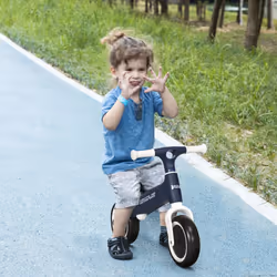 AIYAPLAY Baby Balance Bike, Children Bike w/ Adjustable Seat, Wide Wheels - Blue
