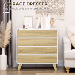 HOMCOM Chest of Drawers, 4 Drawer Storage Cabinet Organiser for Bedroom