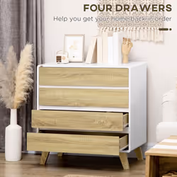 HOMCOM Chest of Drawers, 4 Drawer Storage Cabinet Organiser for Bedroom