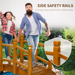 Outsunny Garden Bridge with Safety Railings for Pond Creek Stream, Brown