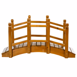 Outsunny Garden Bridge with Safety Railings for Pond Creek Stream, Brown - Additional view 5