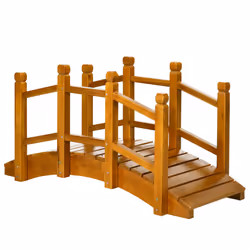 Outsunny Garden Bridge with Safety Railings for Pond Creek Stream, Brown - Additional view 8