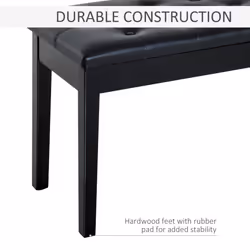 HOMCOM Classic Piano Bench Padded Seat Makeup Stool Solid Wood Wooden Black - Additional view 4