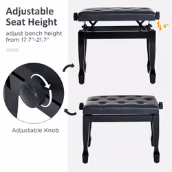 HOMCOM Faux Leather Piano Stool Height Adjustable Seat Keyboard Bench Black
