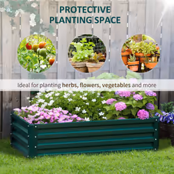 Outsunny Raised Garden Bed Elevated Planter Box for Flowers Green - Additional view 4