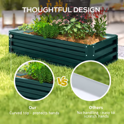 Outsunny Raised Garden Bed Elevated Planter Box for Flowers Green - Additional view 8