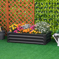 Outsunny Raised Garden Bed Elevated Planter Box for Flowers Grey