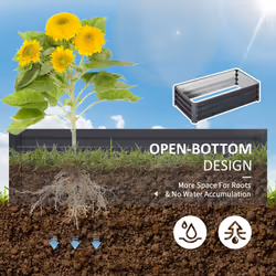Outsunny Raised Garden Bed Elevated Planter Box for Flowers Grey