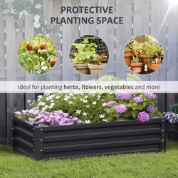 Outsunny Raised Garden Bed Elevated Planter Box for Flowers Grey - Additional view 4