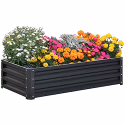 Outsunny Raised Garden Bed Elevated Planter Box for Flowers Grey - Additional view 7